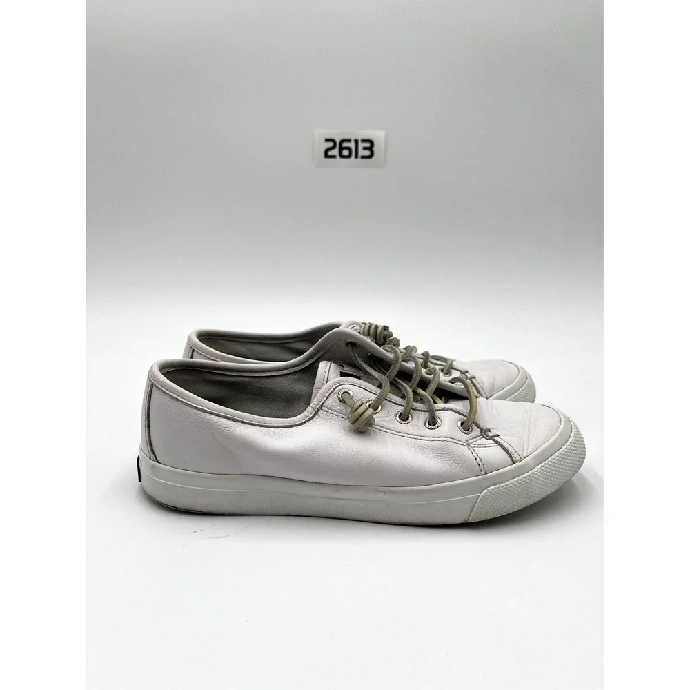 Sperry Seacoast STS91888 Women's 7M‎ Shoes Cloud White Leather Lace Up Sneakers